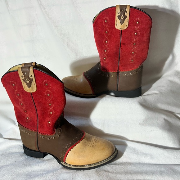 Smoky Mountain Red Tan Leather Western ankle Boots Sz Men’s 6.5/Women’s 8.5 - Picture 5 of 14